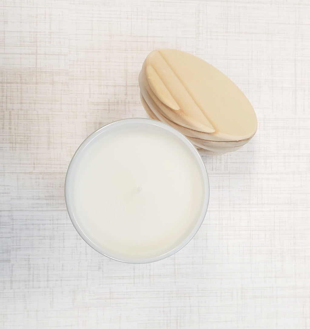 11 ounce - 12/ Wholesale units in White with a wood lid/ Pick 12/$12.60