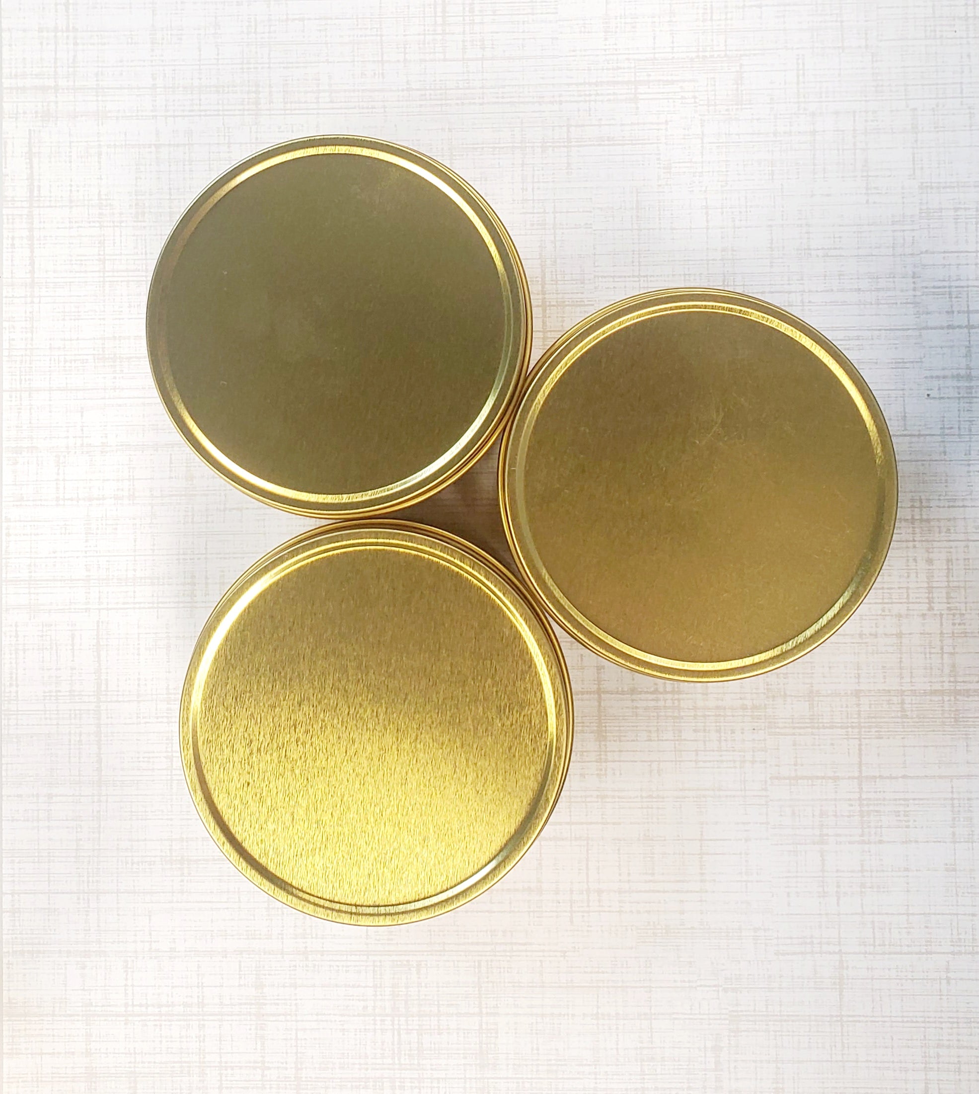 8 ounce - 12/ Wholesale Gold Tins with lid/$10.75