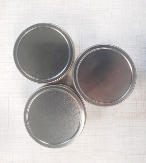 8 ounce - 12/ Wholesale Silver Tins with lid/$10.75