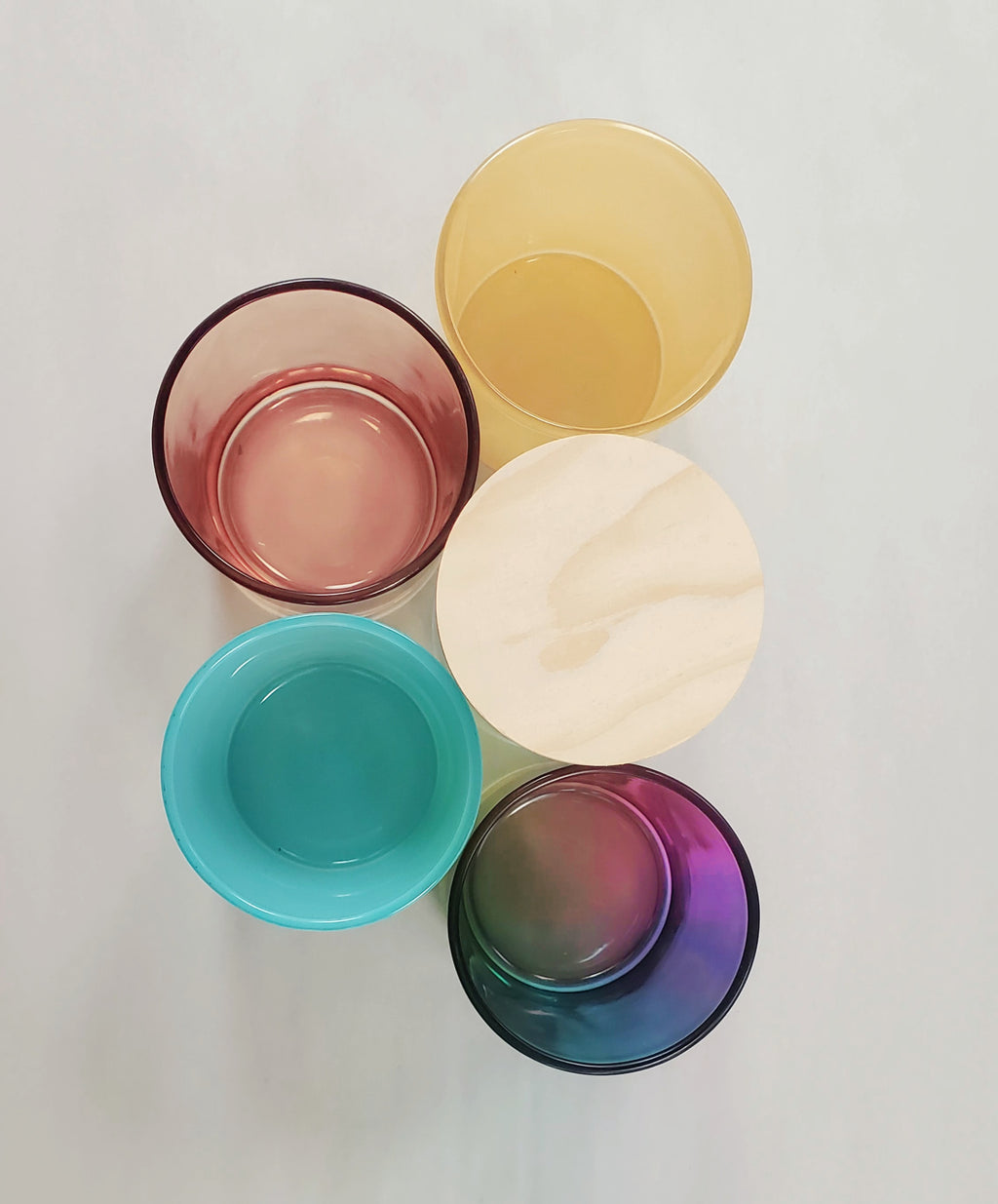 Summer Special: 10 oz Units poured in a variety of colored glass with fitted lid.