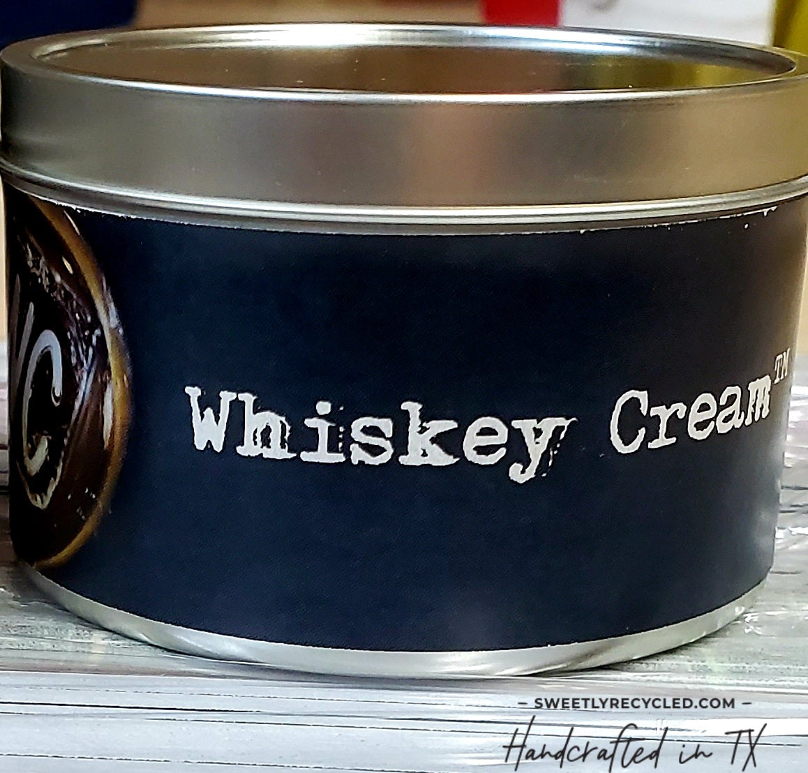 8 oz Metal Tins seen at Whiskey Cake TM, The Ranch & Haywire- Whiskey Cream TM, Man Cave Tm, On the Rocks & Rosemary